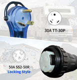 RV 30A/50A extension cord TT-30P to SS2-50R