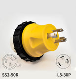 NEMA L5-30P to NEMA SS2-50R, RV/Marine Generator Adapter.
