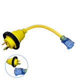 1.5FT RV Pigtail Shore Power 30A Male L5-30P to 5-15R Female 15A Dogbone Adapter