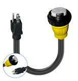 1.5FT RV 15A to 50A Pig-tail Power Adapter Cord 5-15P Male to Shore Power SS2-50R Receptacle Locking Female.