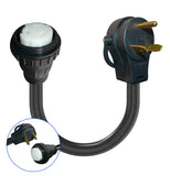 1.5FT RV 30A to Marine Shore 50A Pig-tail Power Adapter Cord TT-30P Male Plug to SS2-50R Female.